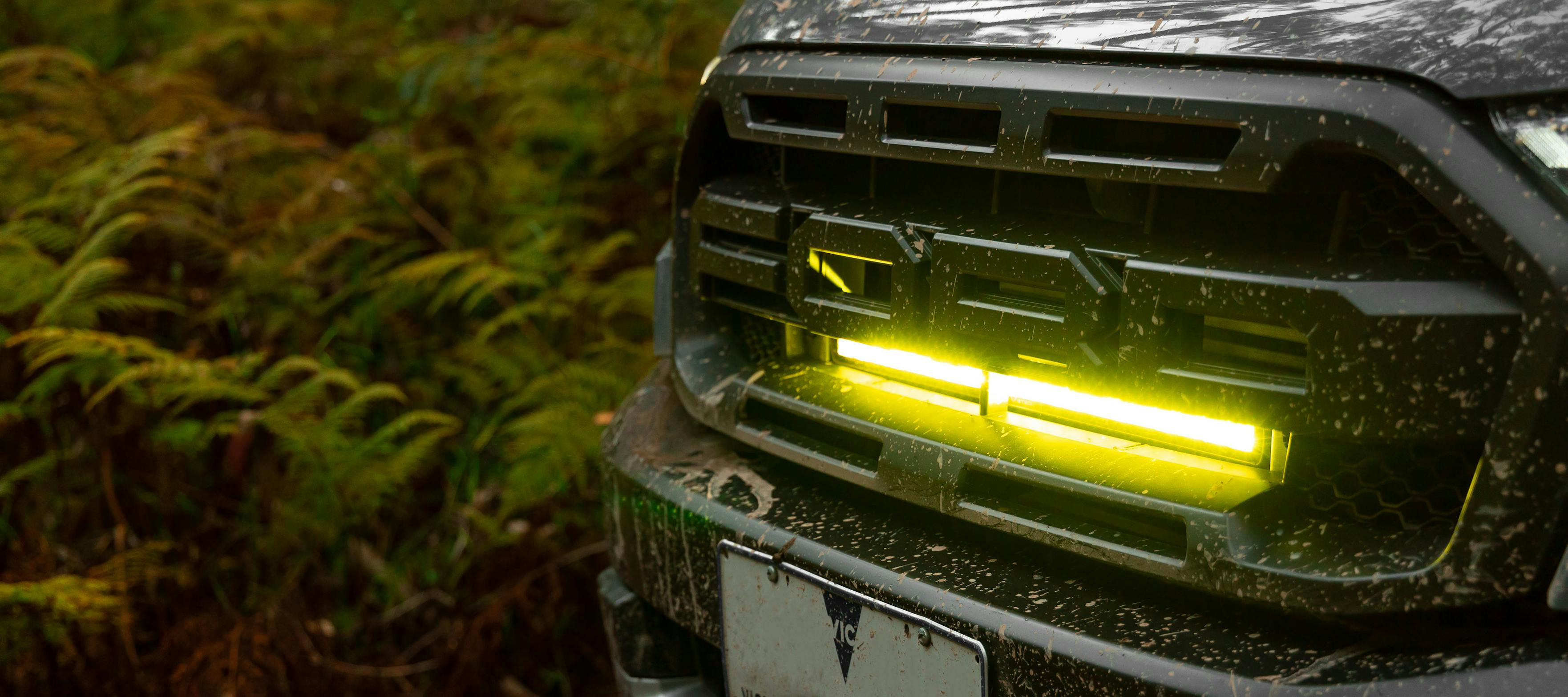 STEDI Ford Ranger Raptor PX3 grille mount with ST1K (yellow) + high beam adapter