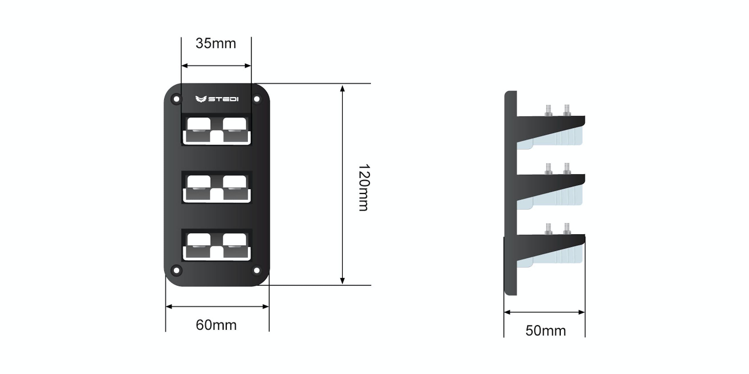 STEDI 3-way Anderson plug connection