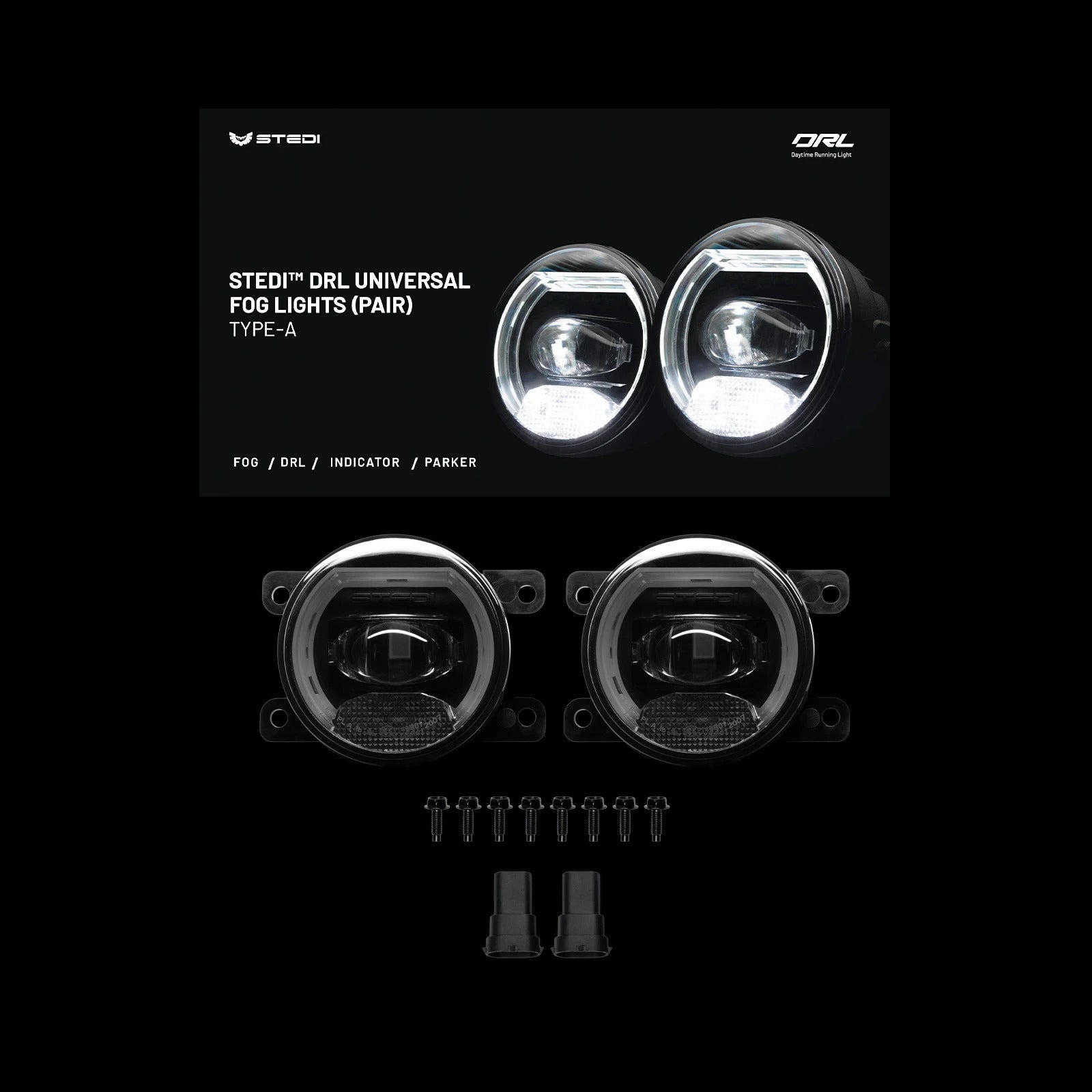 STEDI LED Nebelscheinwerfer Univ. TYP A mit Tagfahrlicht u. Blinker