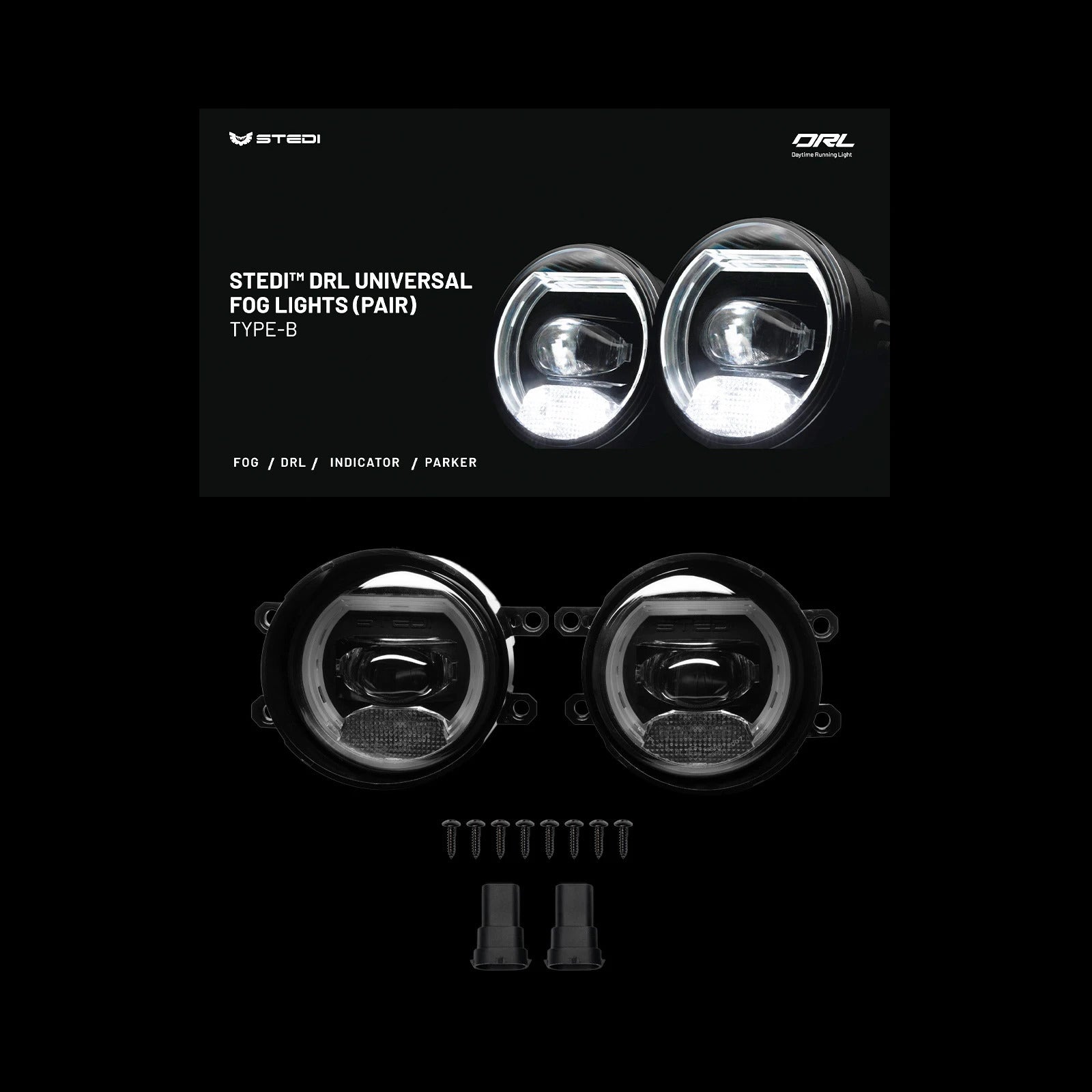 STEDI LED Nebelscheinwerfer Univ. TYP B mit Tagfahrlicht u. Blinker