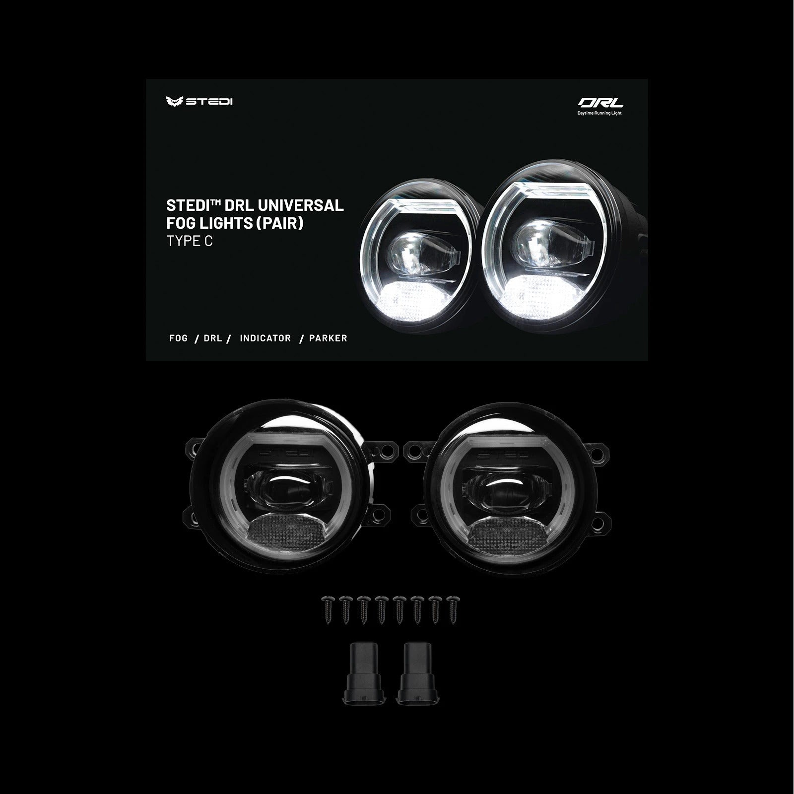 STEDI LED Nebelscheinwerfer Univ. TYP C mit Tagfahrlicht u. Blinker