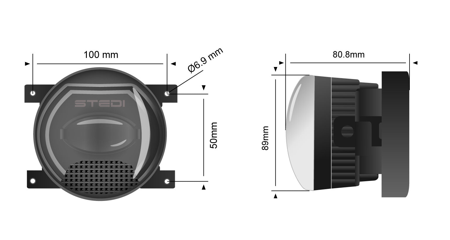 STEDI LED Nebelscheinwerfer Univ. TYP A mit Tagfahrlicht u. Blinker
