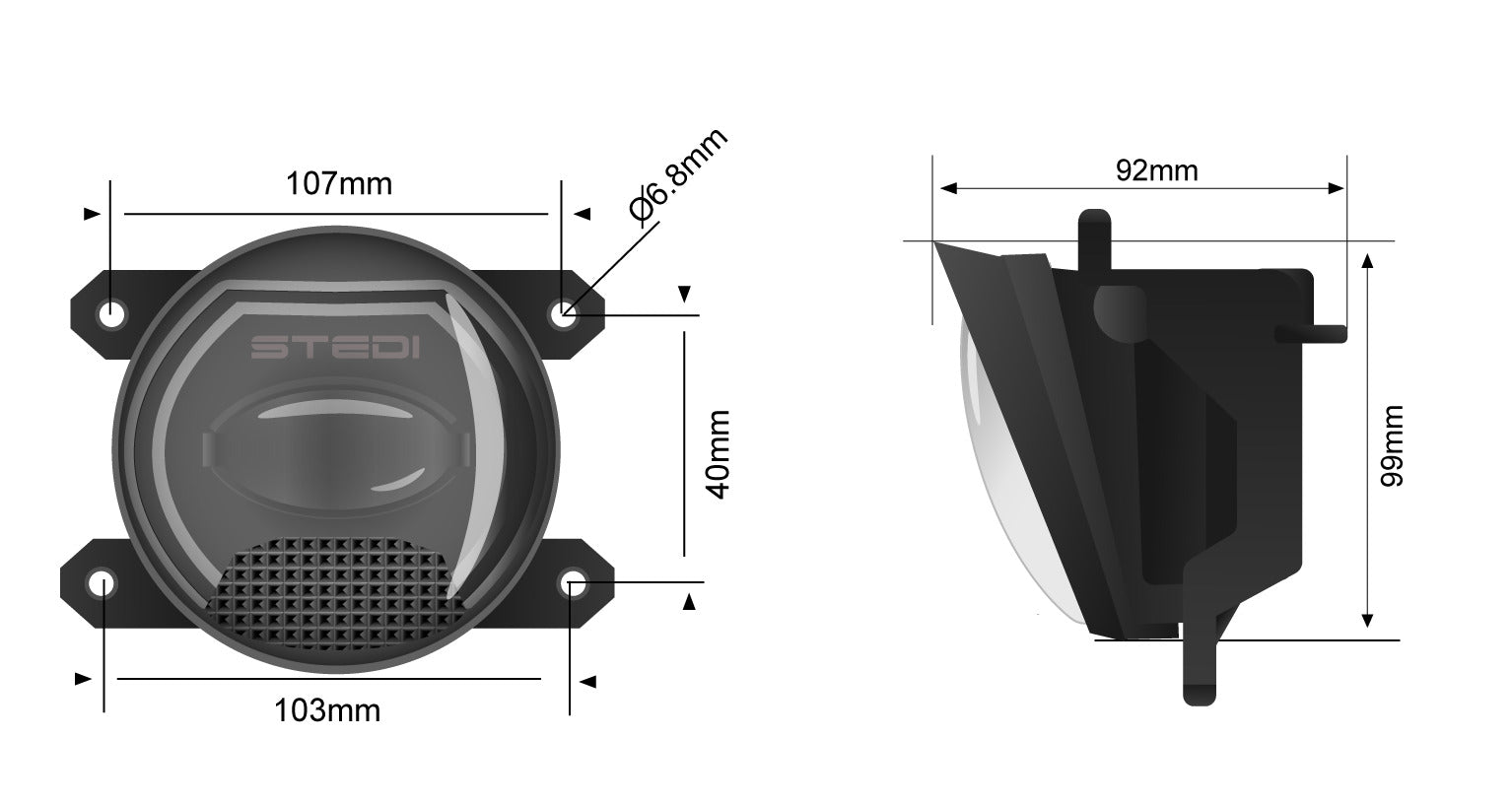 STEDI LED Nebelscheinwerfer Univ. TYP B mit Tagfahrlicht u. Blinker