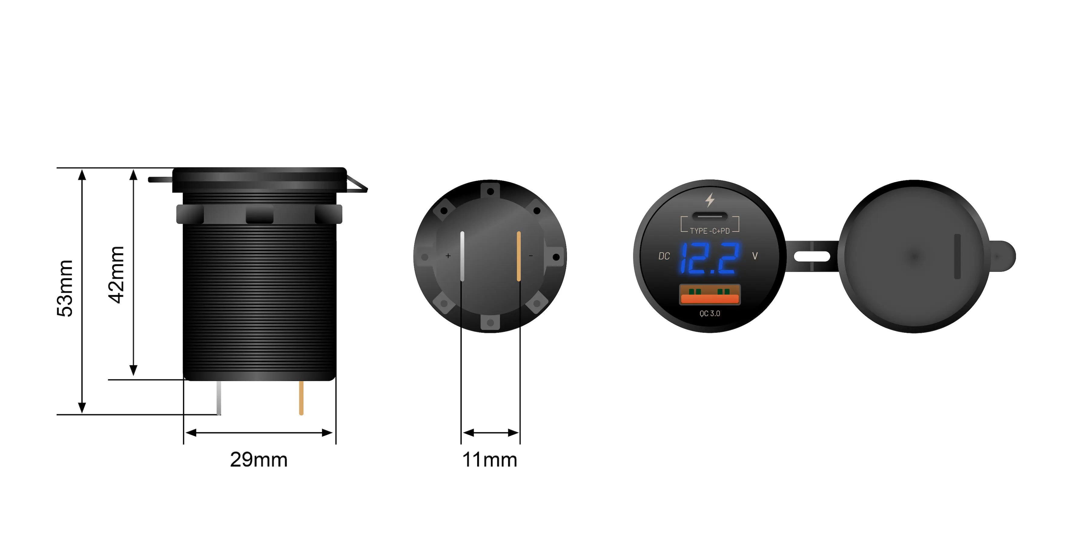 STEDI USB C Anschluss mit Voltmeter