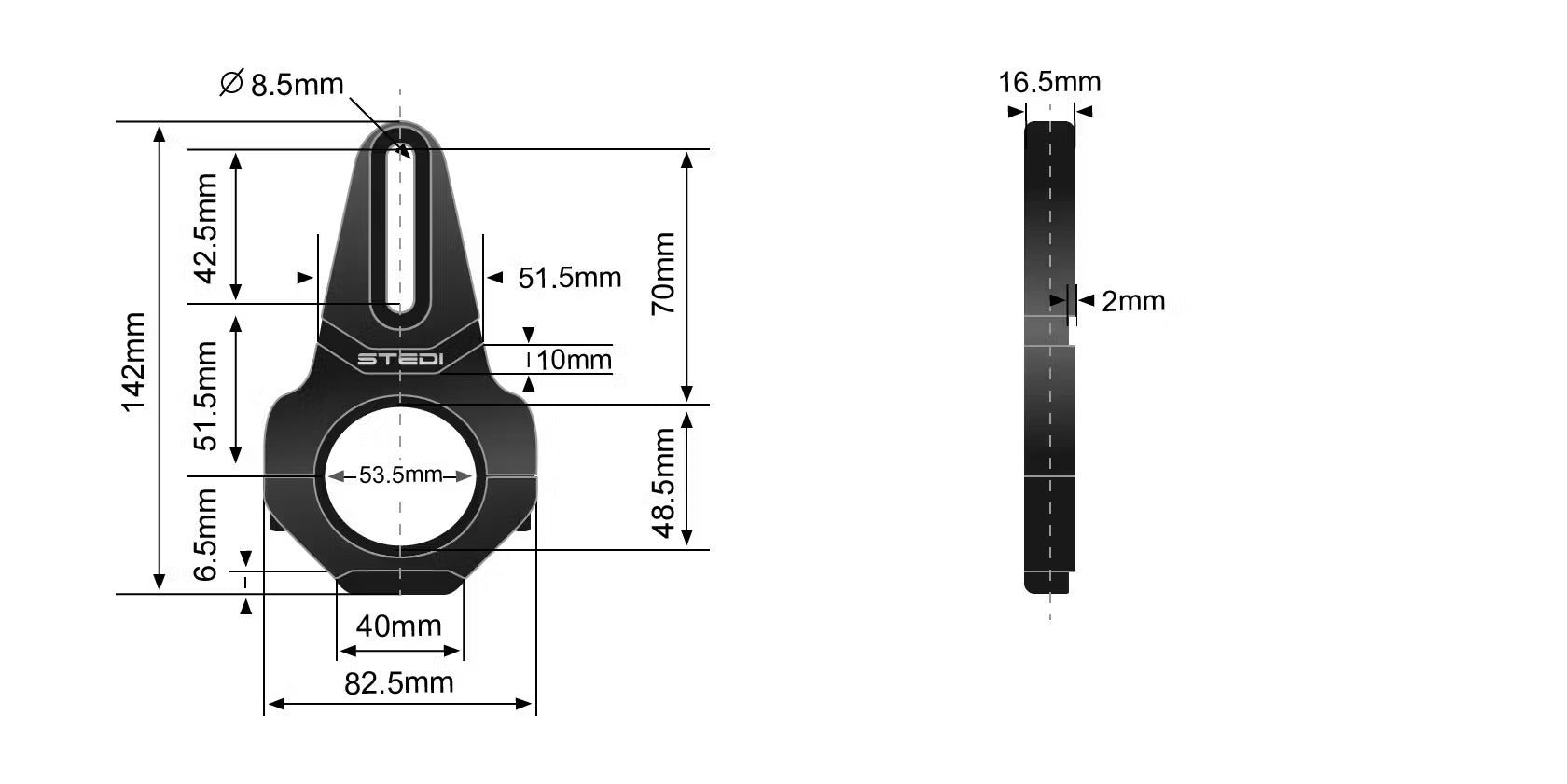 STEDI VICE CLAMP Pipe Clamp Mounting Brackets | Black