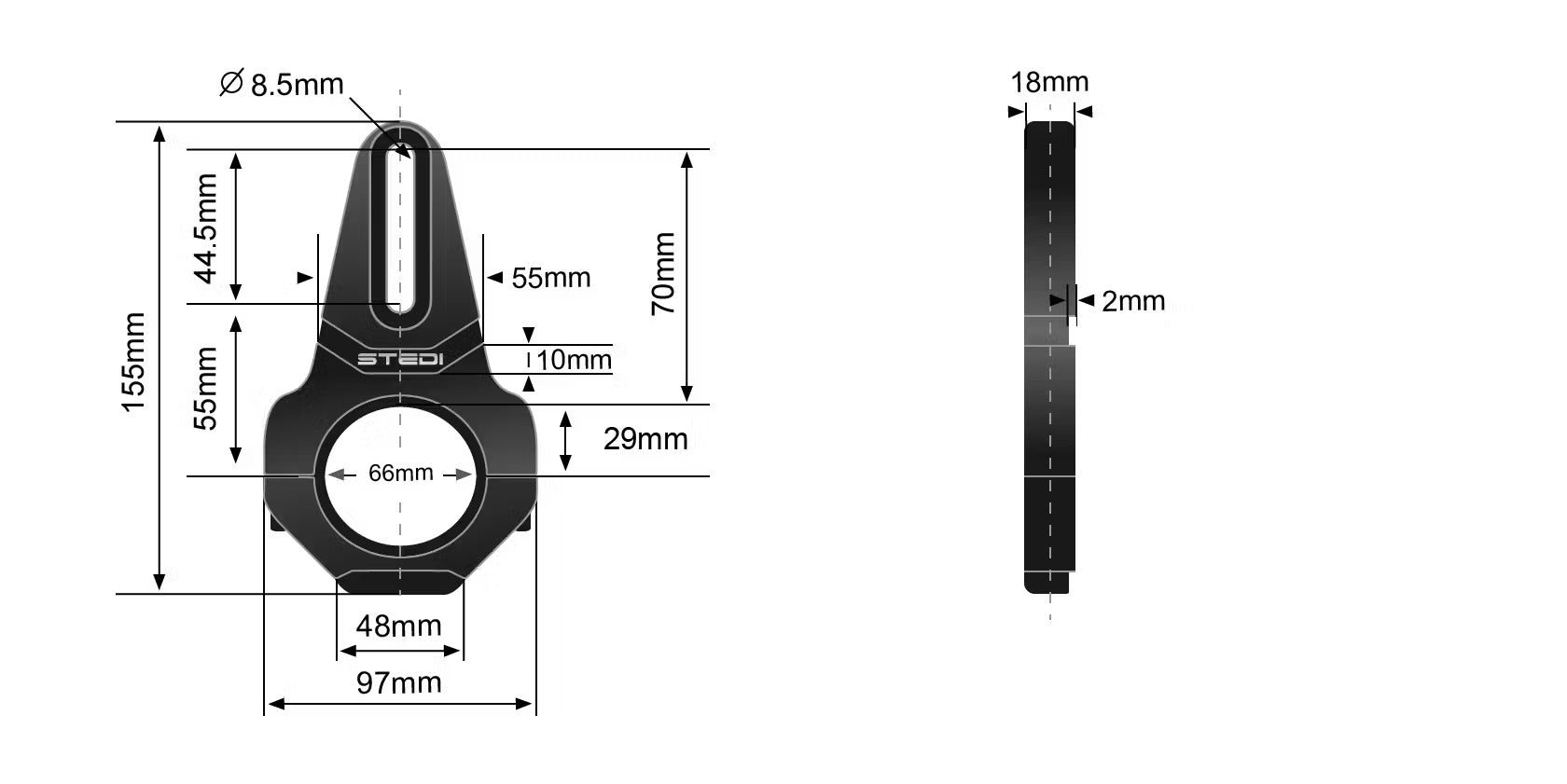 STEDI VICE CLAMP Rohrklemme Montagehalterungen (große Größen)  | Schwarz - GPC-Offroad