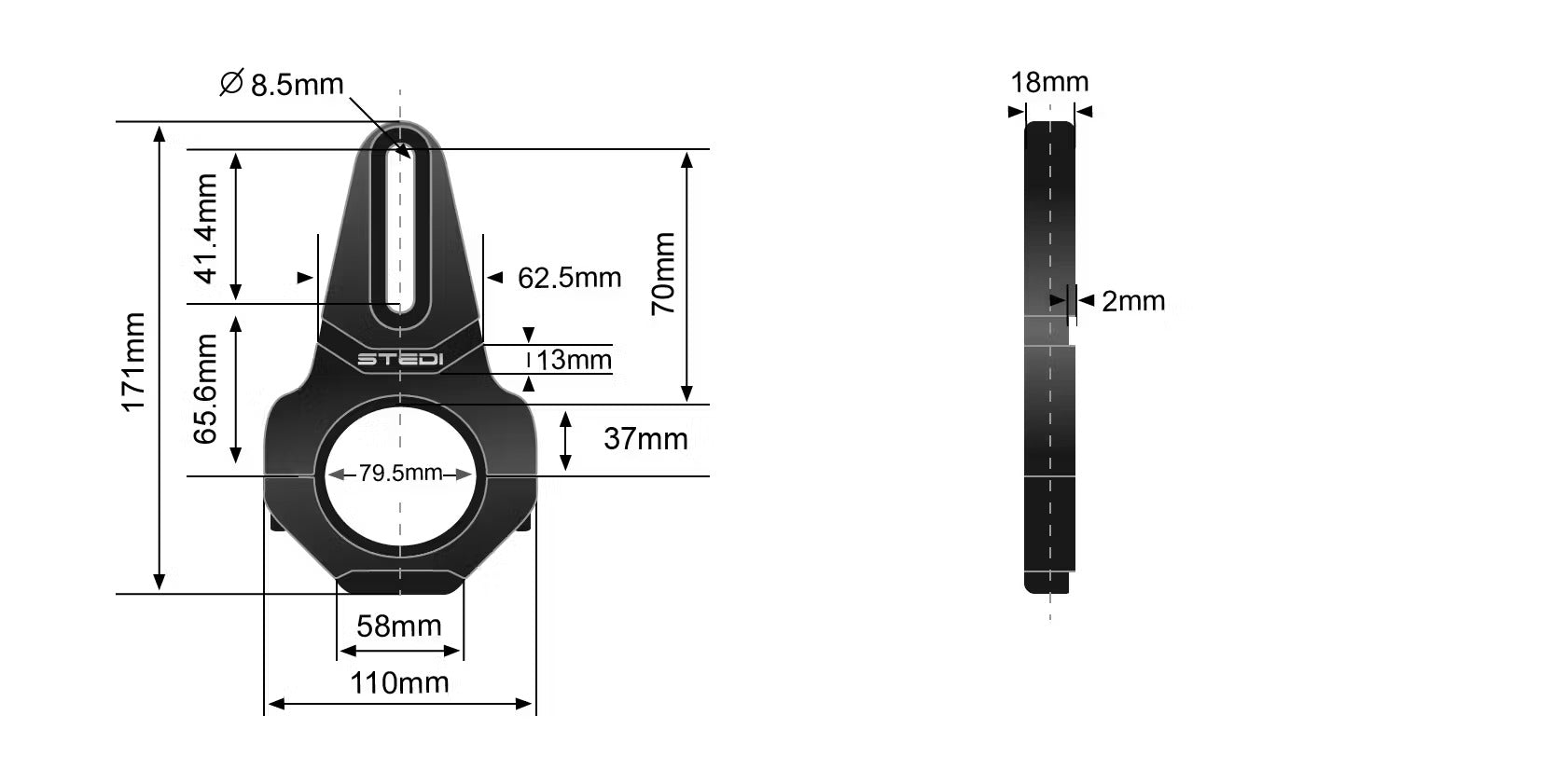 STEDI VICE CLAMP Pipe Clamp Mounting Brackets | Black