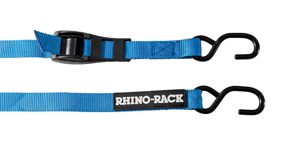 Rhino Rack Zurrgurt-Paar, Klemmschloss mit Gummischutz und Haken, 3m, Blau