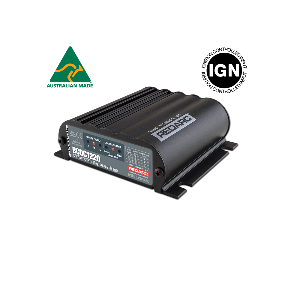 REDARC BCDC 20A Zündungsgesteuertes Gleichstrom Batterieladegerät (Außenmontage) - GPC-Offroad