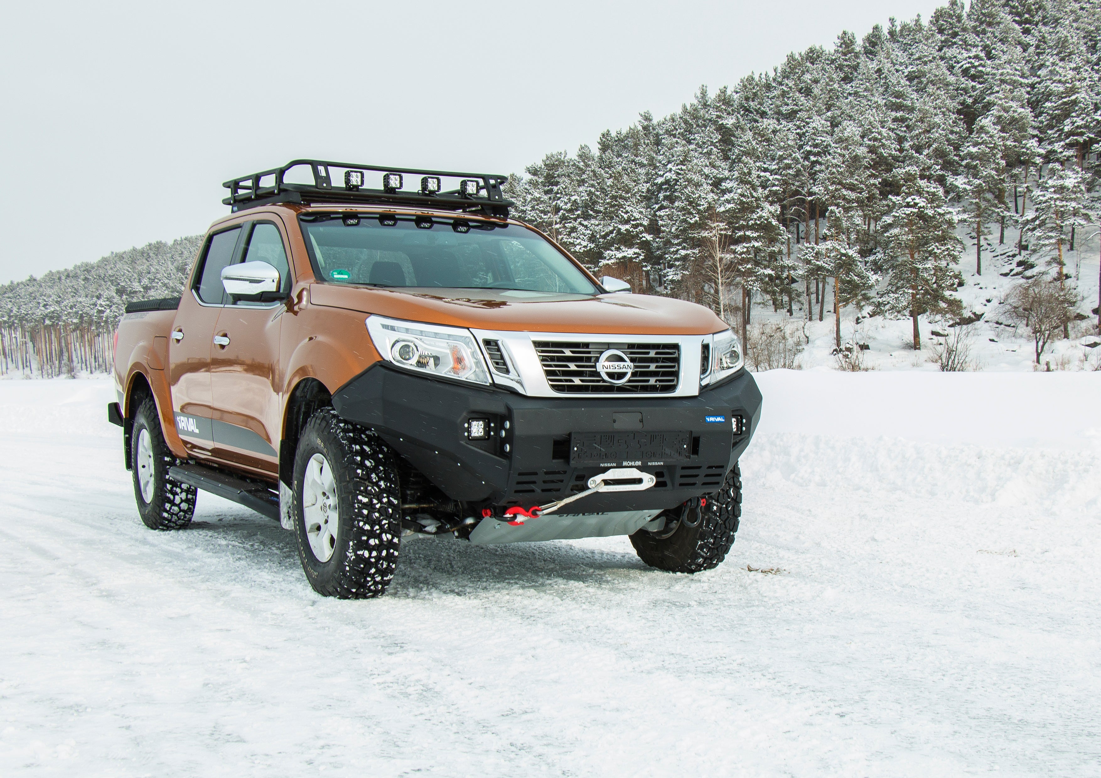 RIVAL4x4 Alu HD-Seilwindenstoßstange für Nissan Navara D23 2,5D; 2,3D (incl. EURO6)