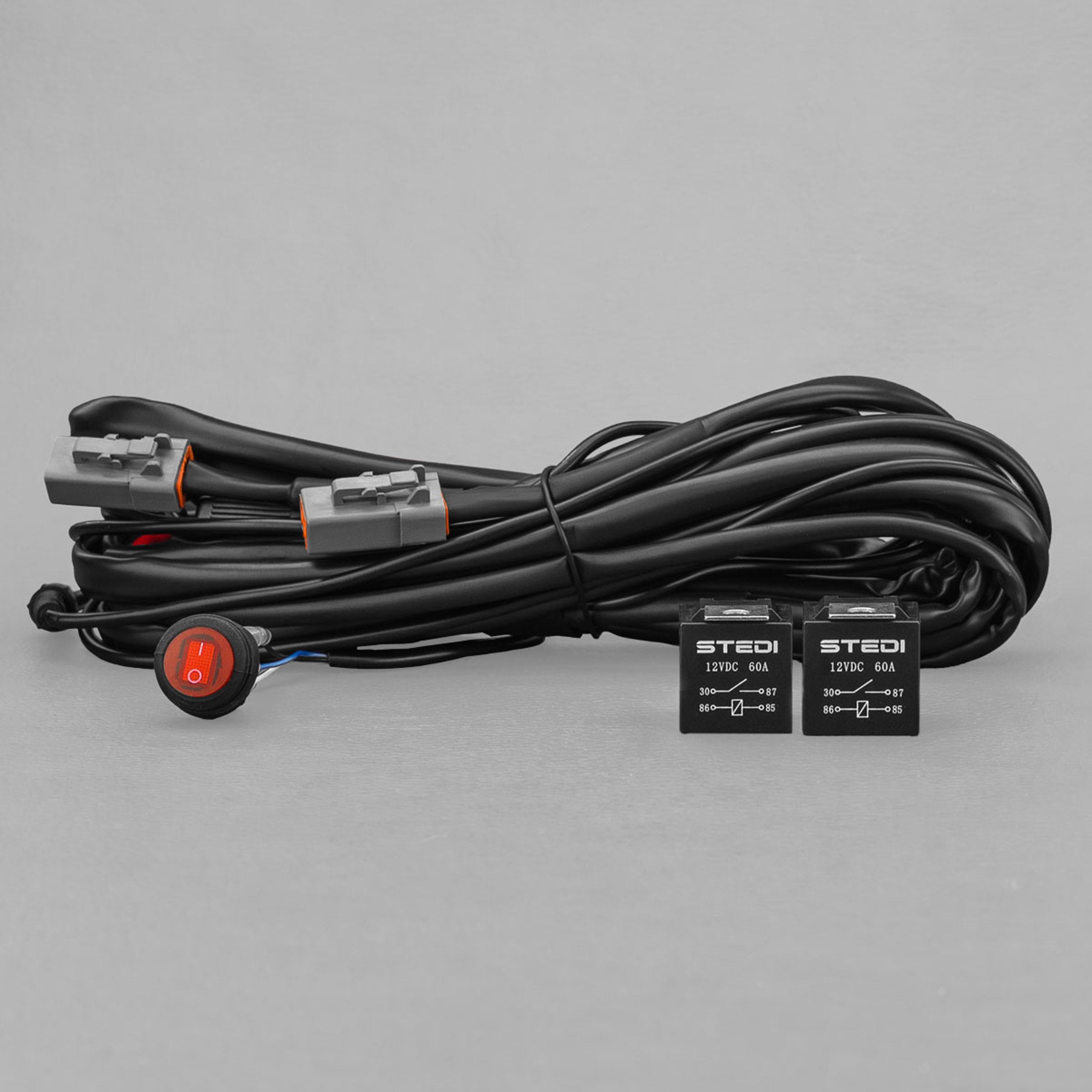 STEDI Plug &amp; Play dual high beam/dual relay wiring harness for DT&amp;DT-P connector connection