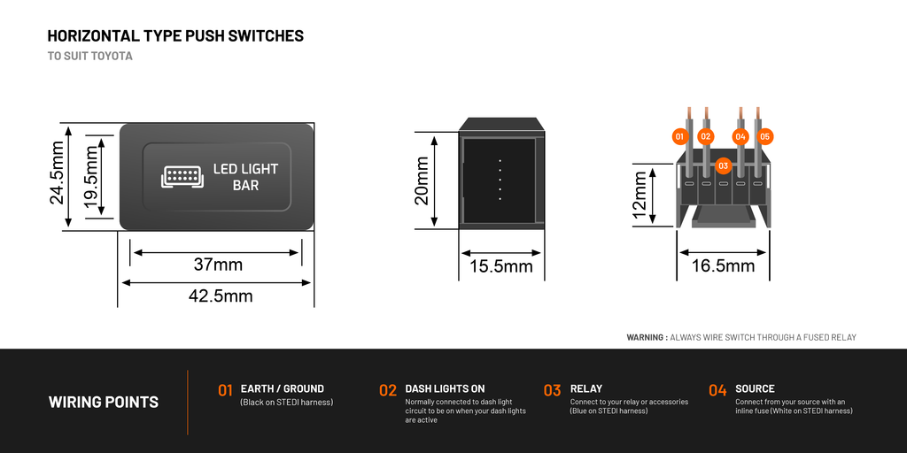 STEDI Toyota Horizontal Type - Switch program - Hilux/Landcruiser
