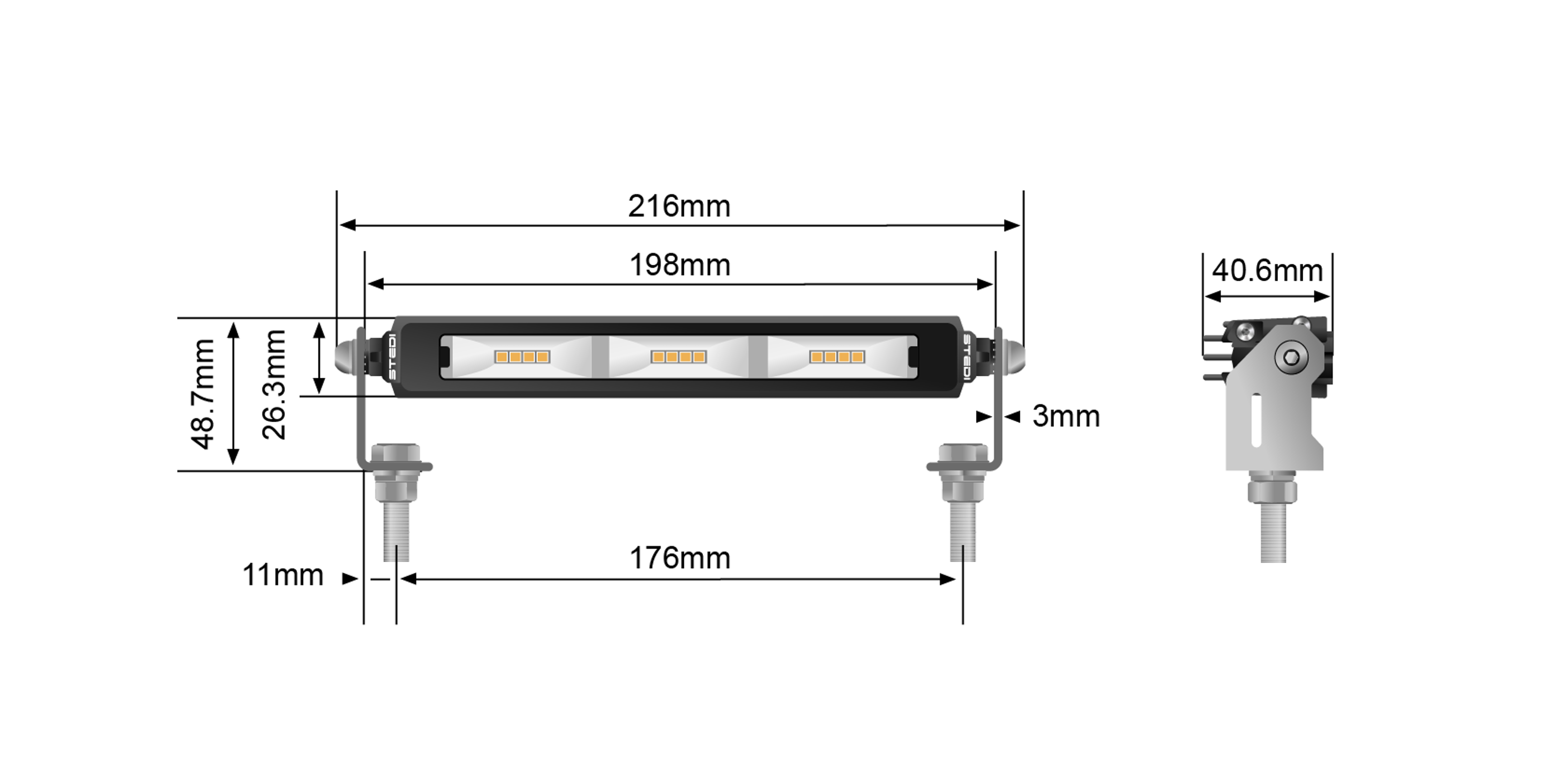 STEDI Light Bar Micro V2 7,8 Zoll (Kaltweiß) - GPC-Offroad